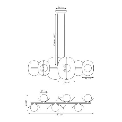 Lustr na lanku ELEMENTI 6xG9/8W/230V bílá