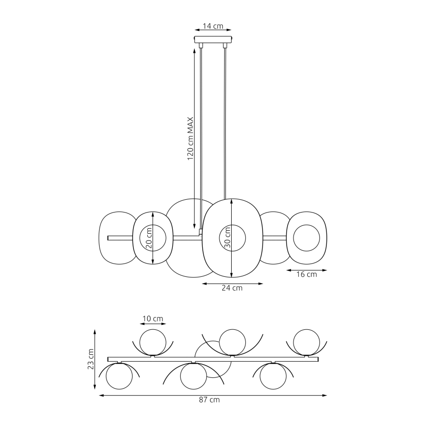Lustr na lanku ELEMENTI 6xG9/8W/230V černá