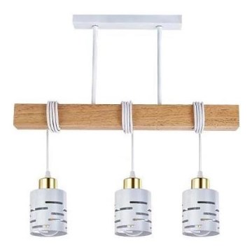 Lustr na lanku ELEN 3xE27/35W/230V bílá/zlatá/hnědá