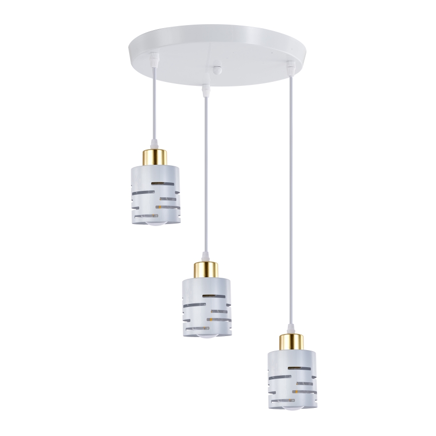 Lustr na lanku ELEN 3xE27/35W/230V pr. 29 cm bílá/zlatá
