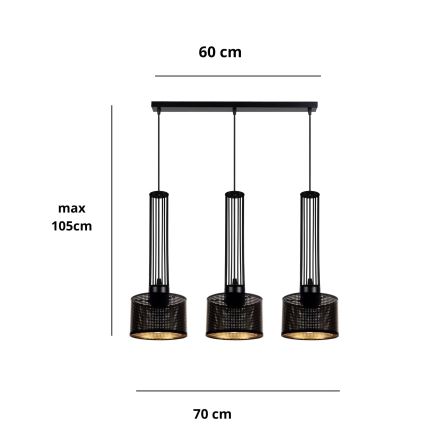 Lustr na lanku ELIS 3xE27/60W/230V