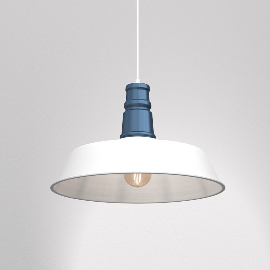 Lustr na lanku ENZO 1xE27/60W/230V bílá/modrá