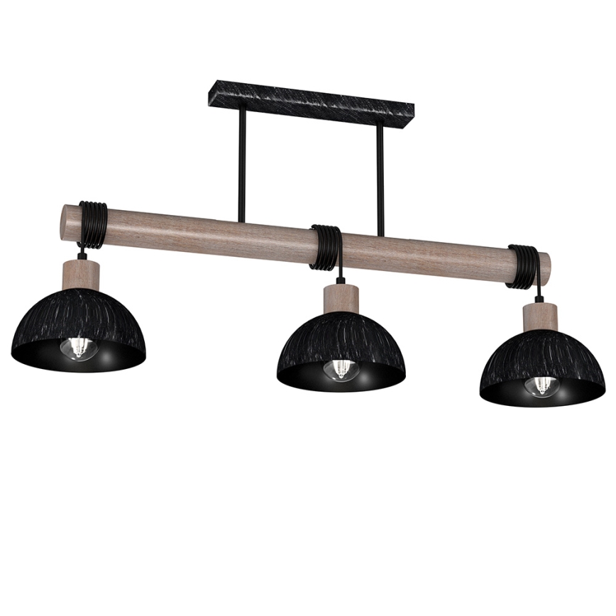 Lustr na lanku ERIK 3xE27/60W/230V hnědá/černá