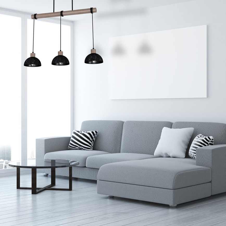 Lustr na lanku ERIK 3xE27/60W/230V hnědá/černá