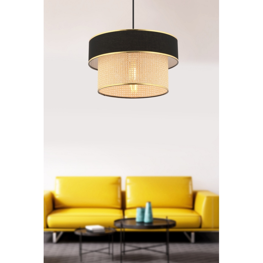 Lustr na lanku ERO 1xE27/60W/230V černá/béžová