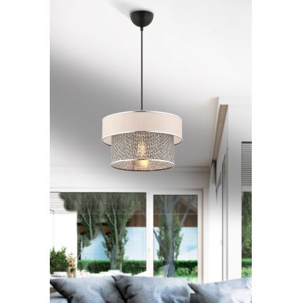 Lustr na lanku ERO 1xE27/60W/230V krémová/šedá