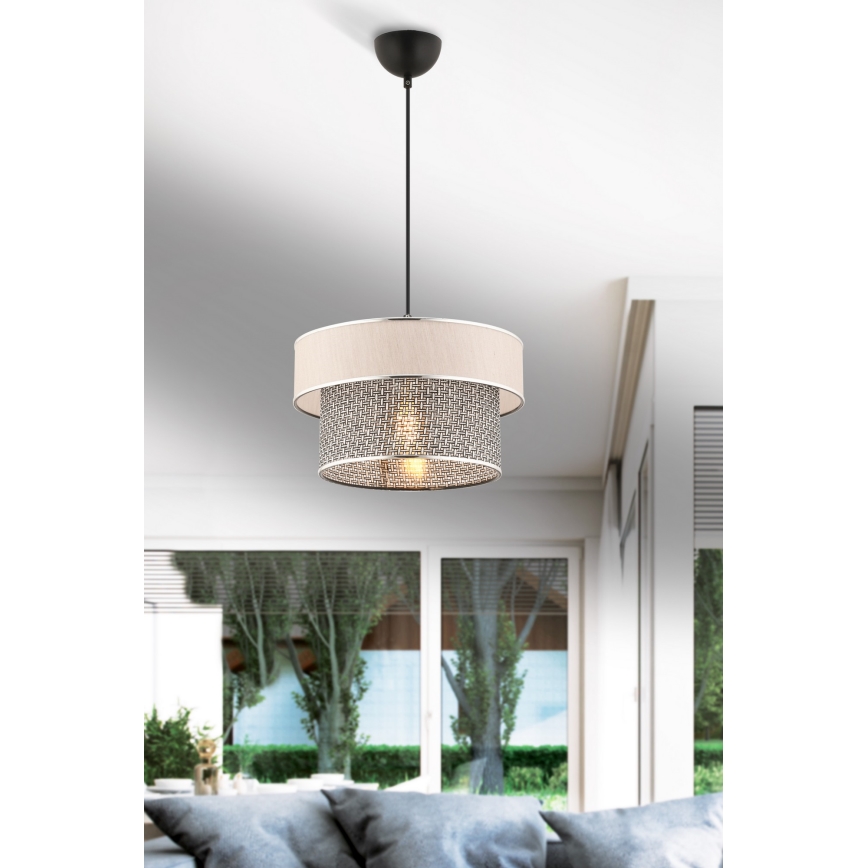 Lustr na lanku ERO 1xE27/60W/230V krémová/šedá