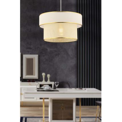 Lustr na lanku ERO 1xE27/60W/230V krémová/zlatá