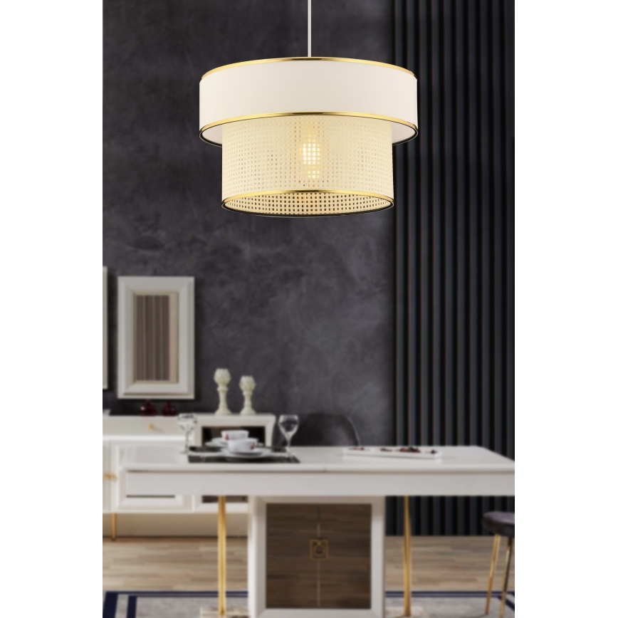 Lustr na lanku ERO 1xE27/60W/230V krémová/zlatá