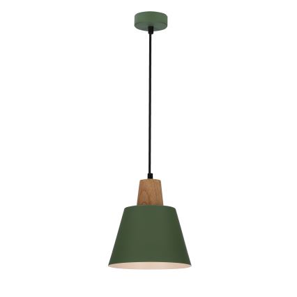 Lustr na lanku FARO 1xE27/40W/230V zelená/buk