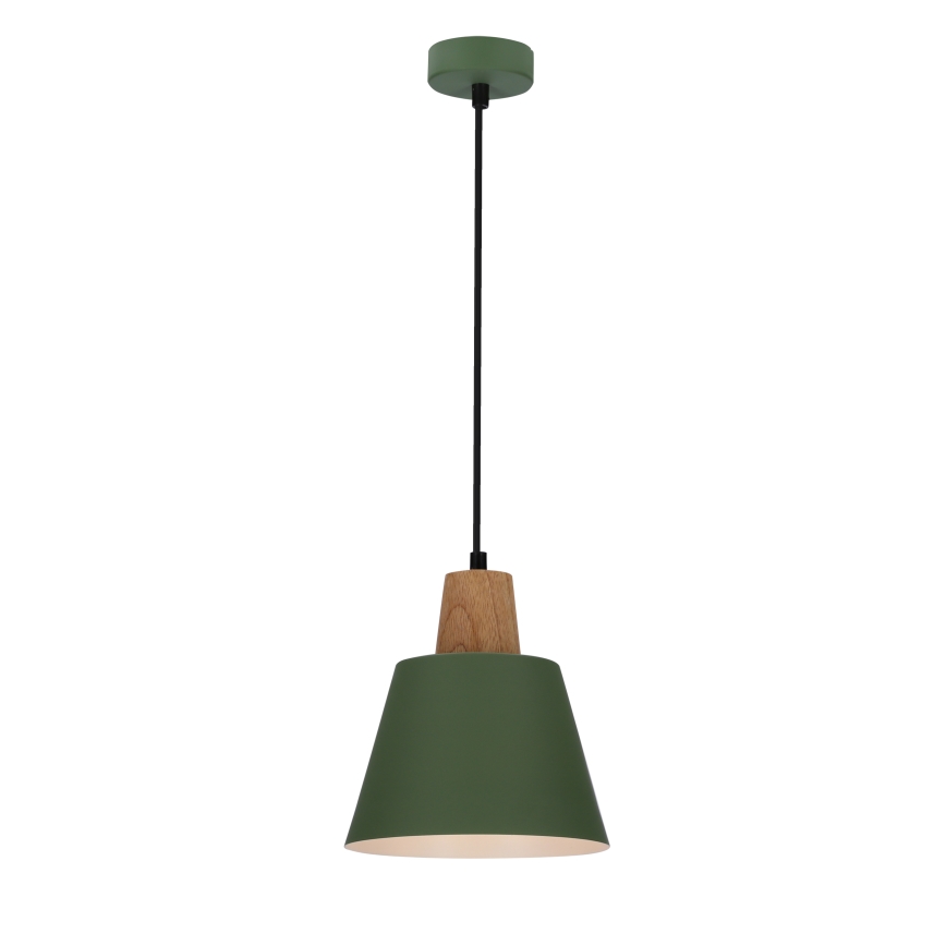 Lustr na lanku FARO 1xE27/40W/230V zelená/buk