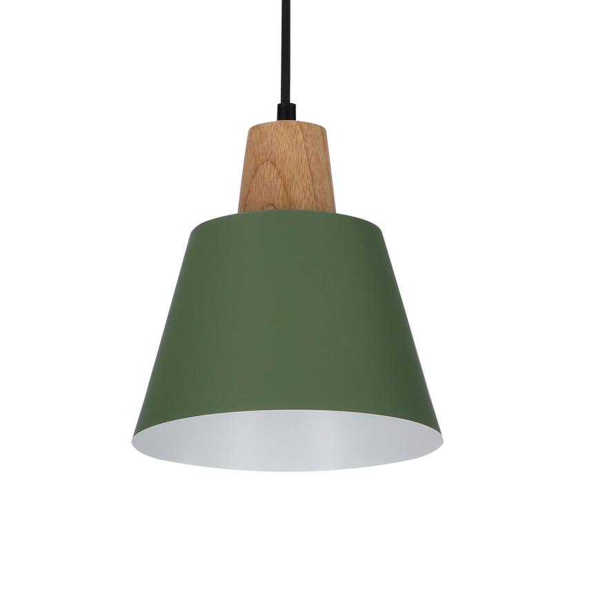 Lustr na lanku FARO 1xE27/40W/230V zelená/buk