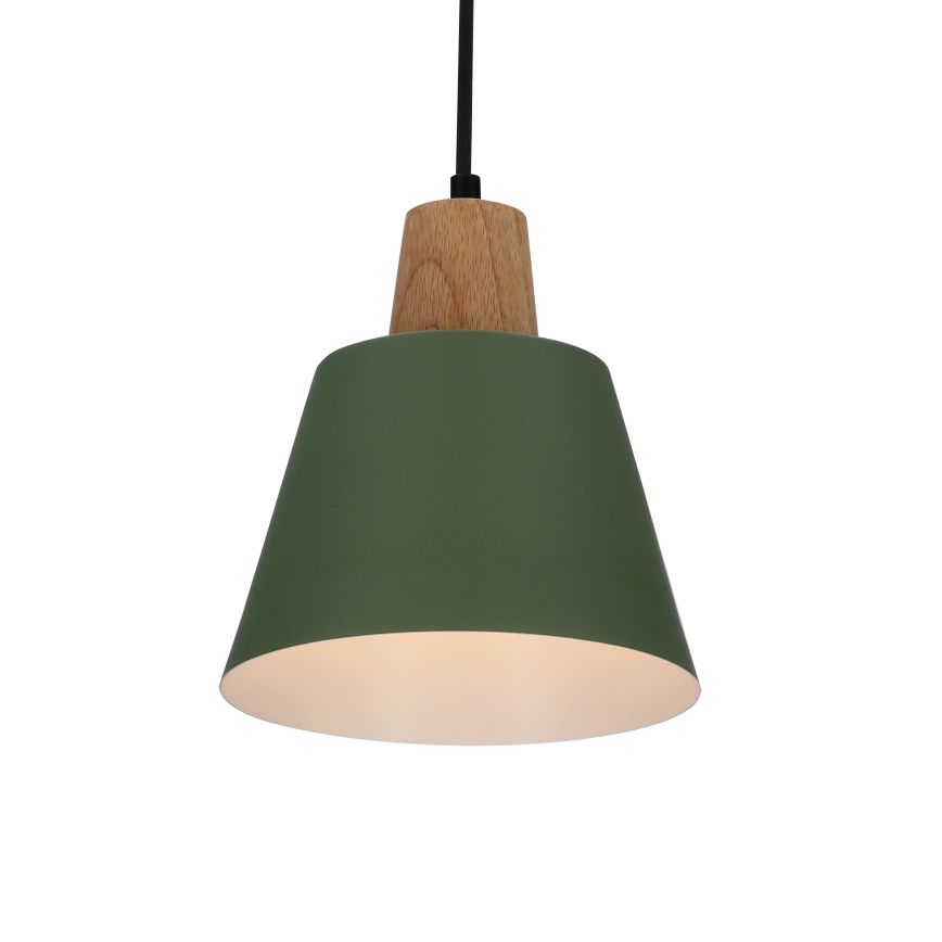 Lustr na lanku FARO 1xE27/40W/230V zelená/buk