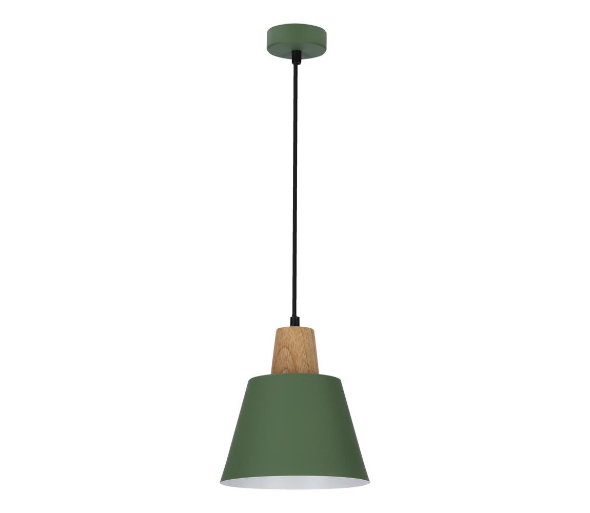 Candellux Lustr na lanku FARO 1xE27/40W/230V zelená/dřevo CA0722