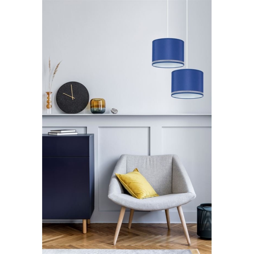 Lustr na lanku FIELD 1xE27/60W/230V pr. 20 cm modrá