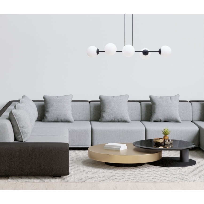 Lustr na lanku FIRA 5xE27/60W/230V černá