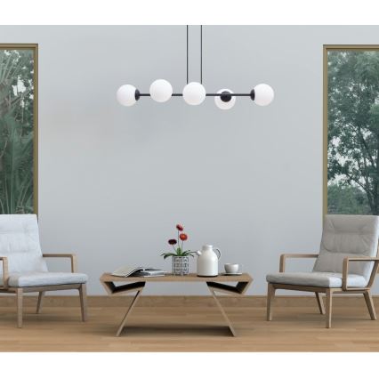 Lustr na lanku FIRA 5xE27/60W/230V černá