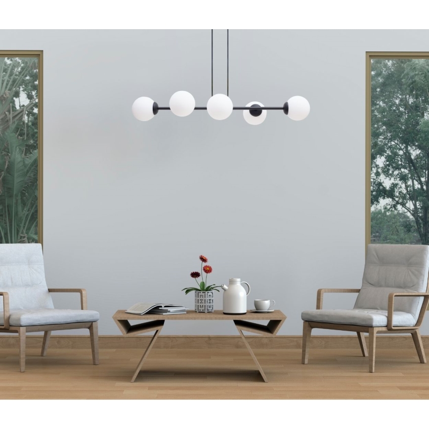 Lustr na lanku FIRA 5xE27/60W/230V černá