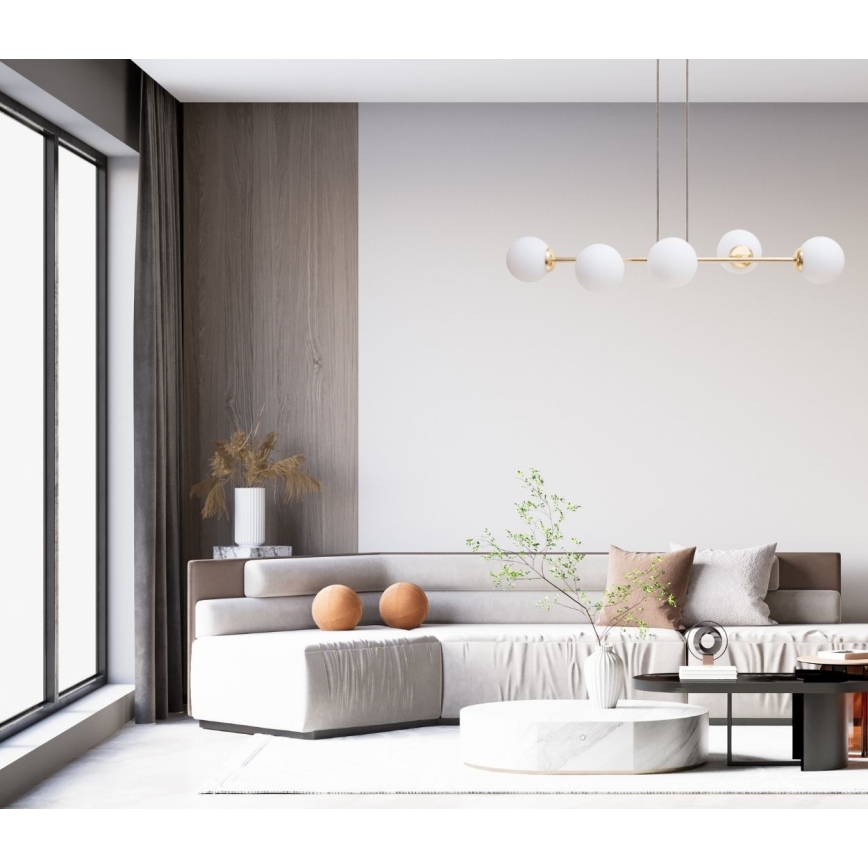 Lustr na lanku FIRA 5xE27/60W/230V černá