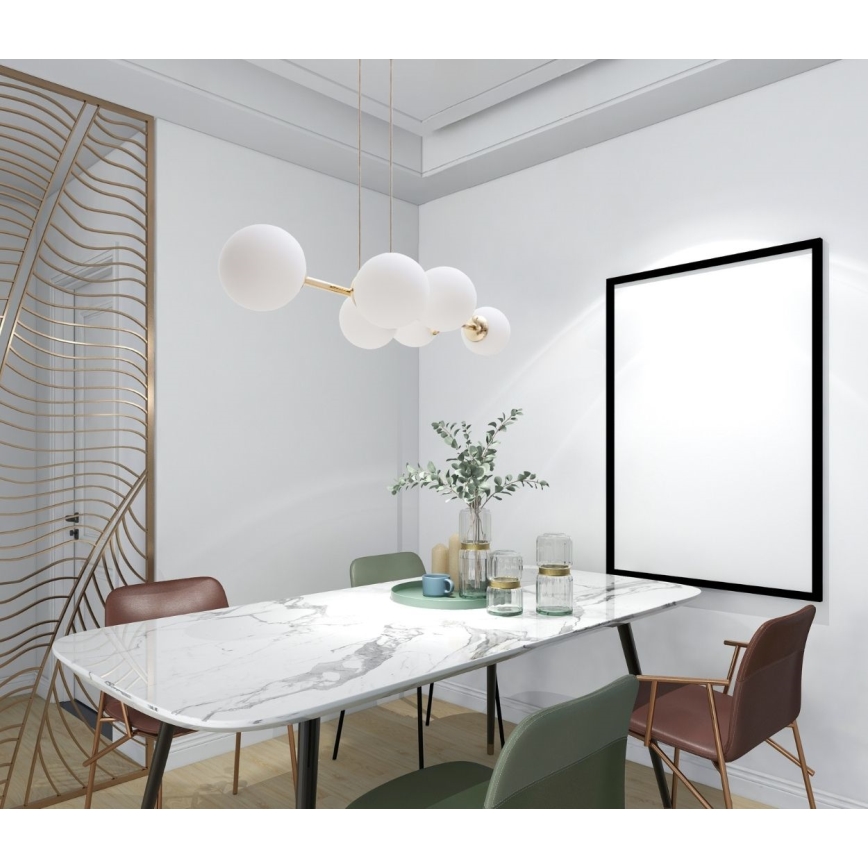 Lustr na lanku FIRA 5xE27/60W/230V zlatá