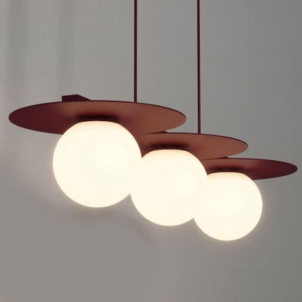 Lustr na lanku FLAT 3xE27/15W/230V burgundy