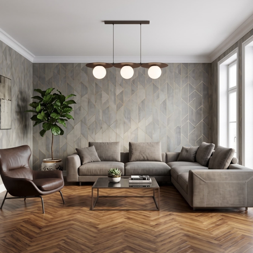 Lustr na lanku FLAT 3xE27/15W/230V hnědá