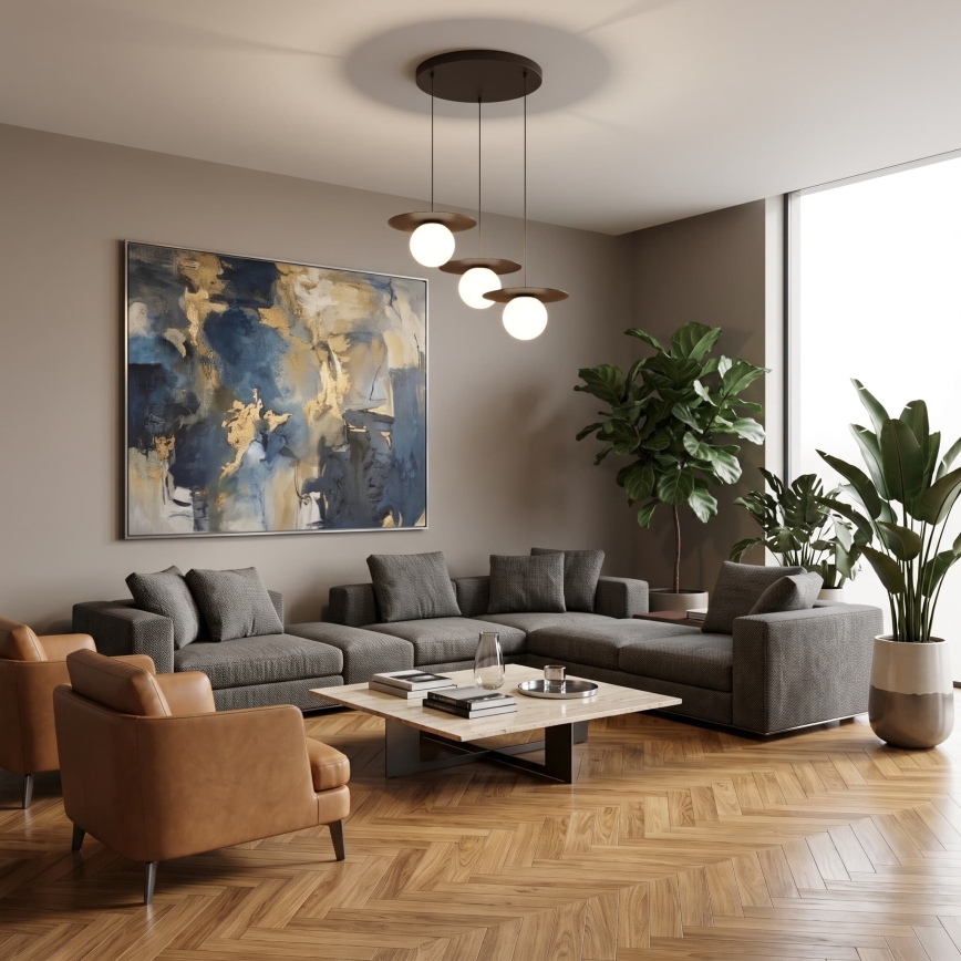 Lustr na lanku FLAT 3xE27/15W/230V hnědá