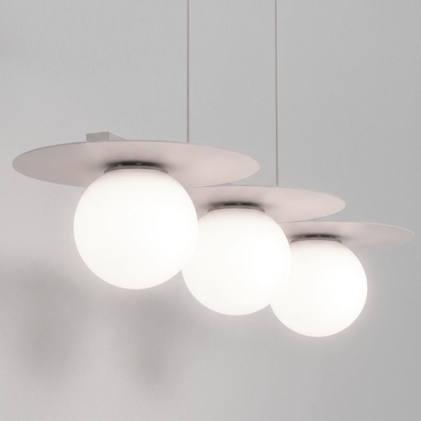 Lustr na lanku FLAT 3xE27/15W/230V krémová