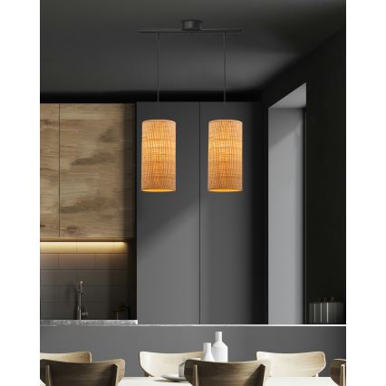 Lustr na lanku FLERI 2xE27/60W/230V ratan