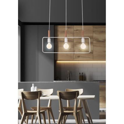 Lustr na lanku FRAME 3xE27/60W/230V bílá