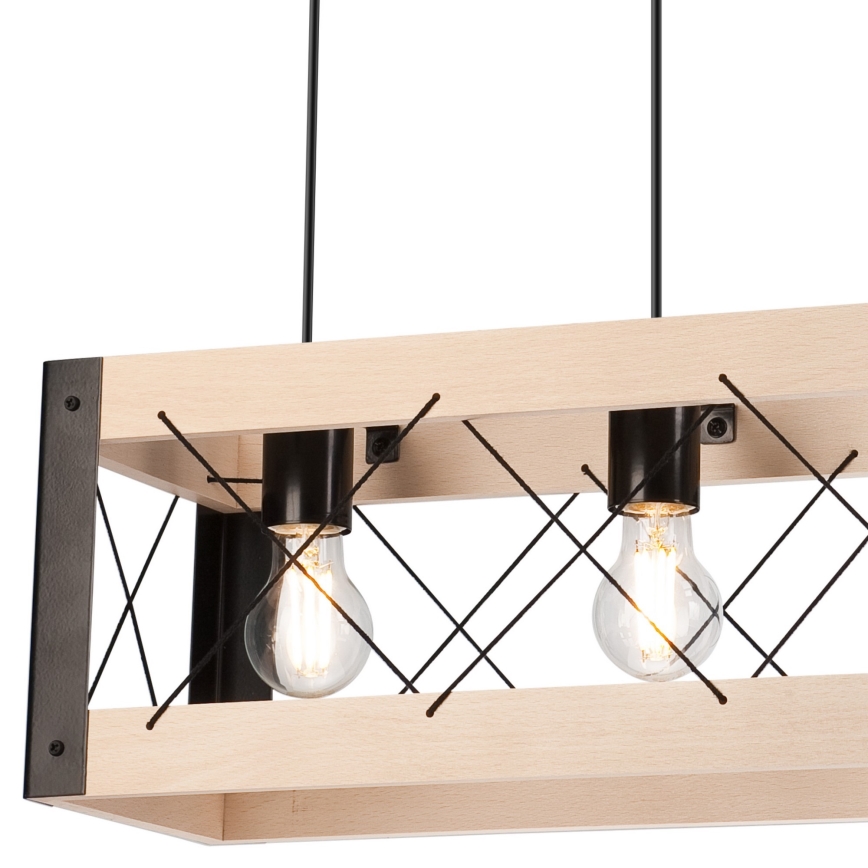 Lustr na lanku FRIDA 3xE27/60W/230V černá/béžová buk