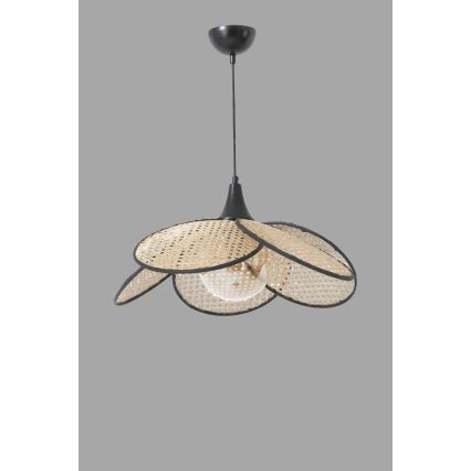 Lustr na lanku FUME 1xE27/40W/230V pr. 45 cm černá/béžová