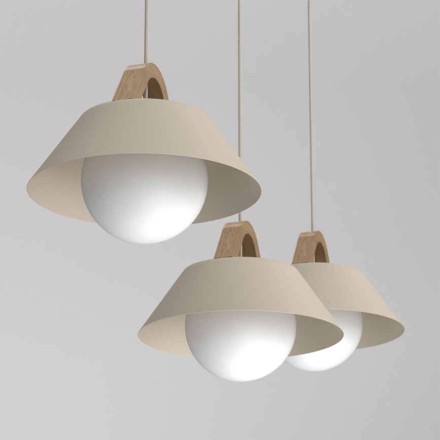 Lustr na lanku FUNDA 3xE27/15W/230V béžová