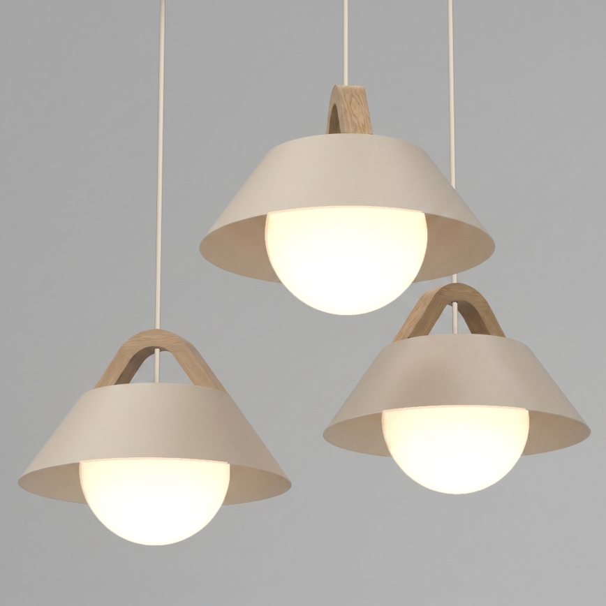 Lustr na lanku FUNDA 3xE27/15W/230V béžová