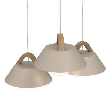 Lustr na lanku FUNDA 3xE27/15W/230V béžová