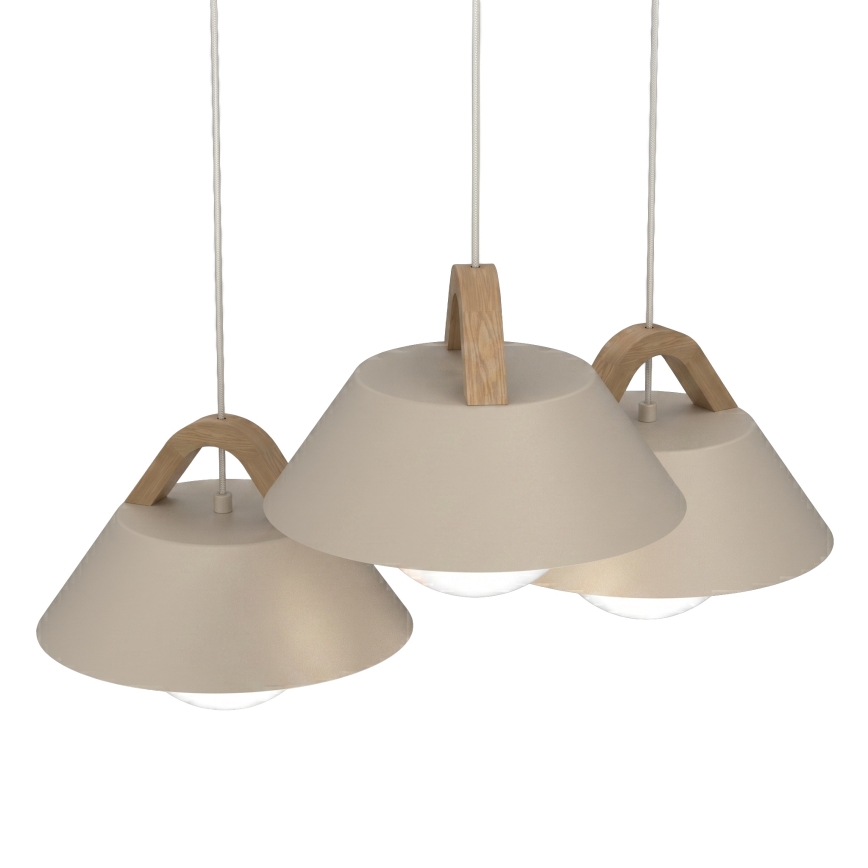 Lustr na lanku FUNDA 3xE27/15W/230V béžová