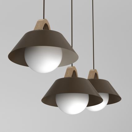 Lustr na lanku FUNDA 3xE27/15W/230V hnědá