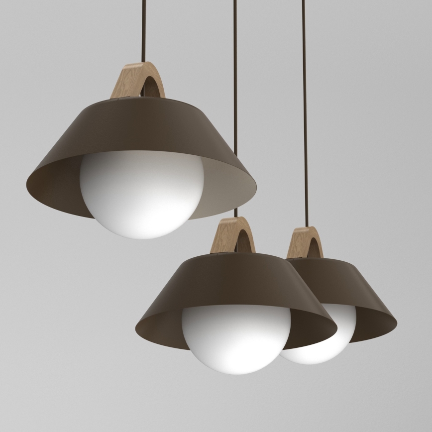 Lustr na lanku FUNDA 3xE27/15W/230V hnědá