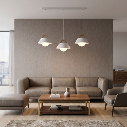 Lustr na lanku FUNDA 3xE27/15W/230V krémová