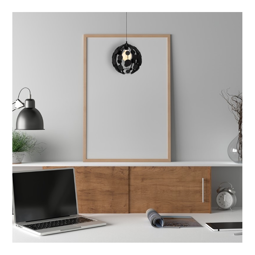 Lustr na lanku GAIA 1xE27/60W/230V černá pr. 18 cm