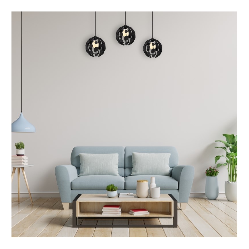 Lustr na lanku GAIA 3xE27/60W/230V černá/hnědá