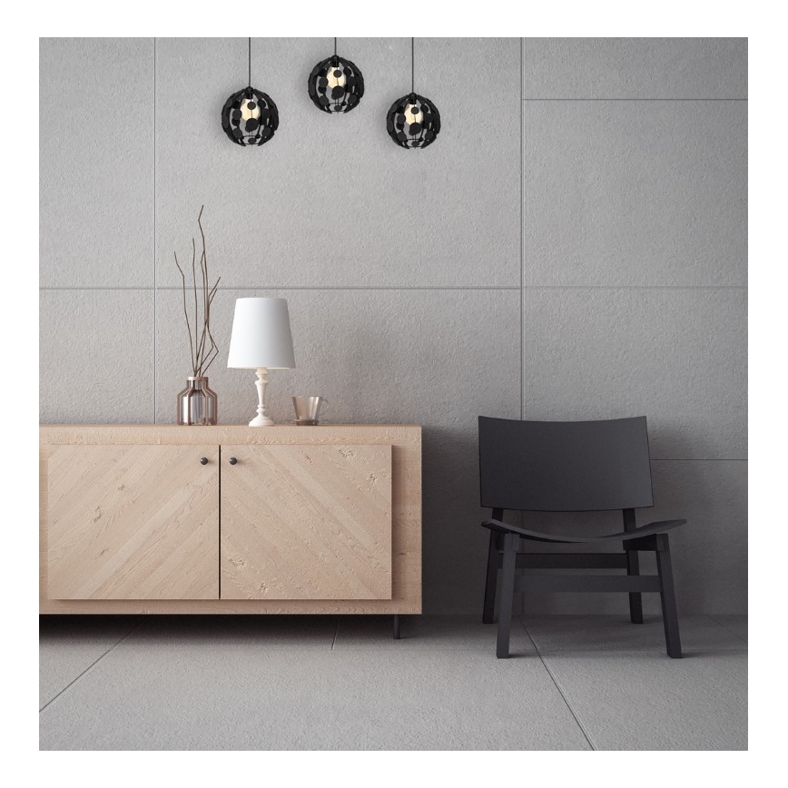 Lustr na lanku GAIA 3xE27/60W/230V černá/hnědá