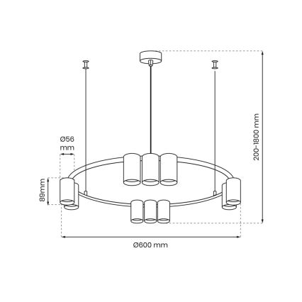 Lustr na lanku GENESIS 10xGU10/8W/230V bílá