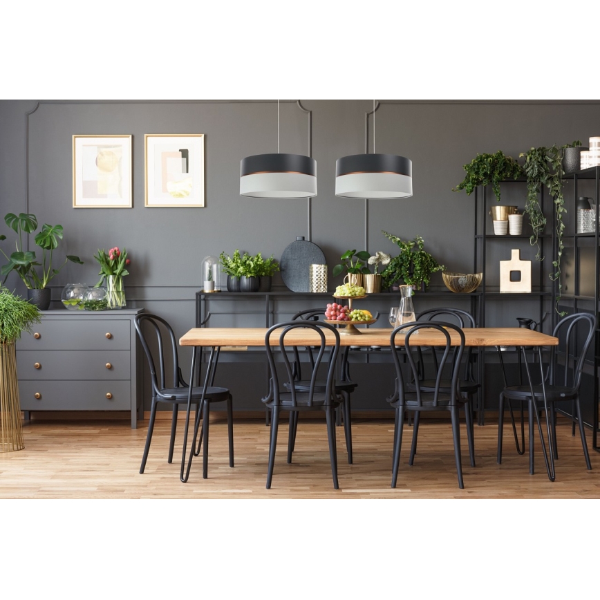 Lustr na lanku GLAM HOME 1xE27/60W/230V pr. 40 cm černá/šedá
