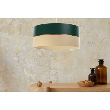 Lustr na lanku GLAM HOME 1xE27/60W/230V pr. 40 cm zelená/béžová