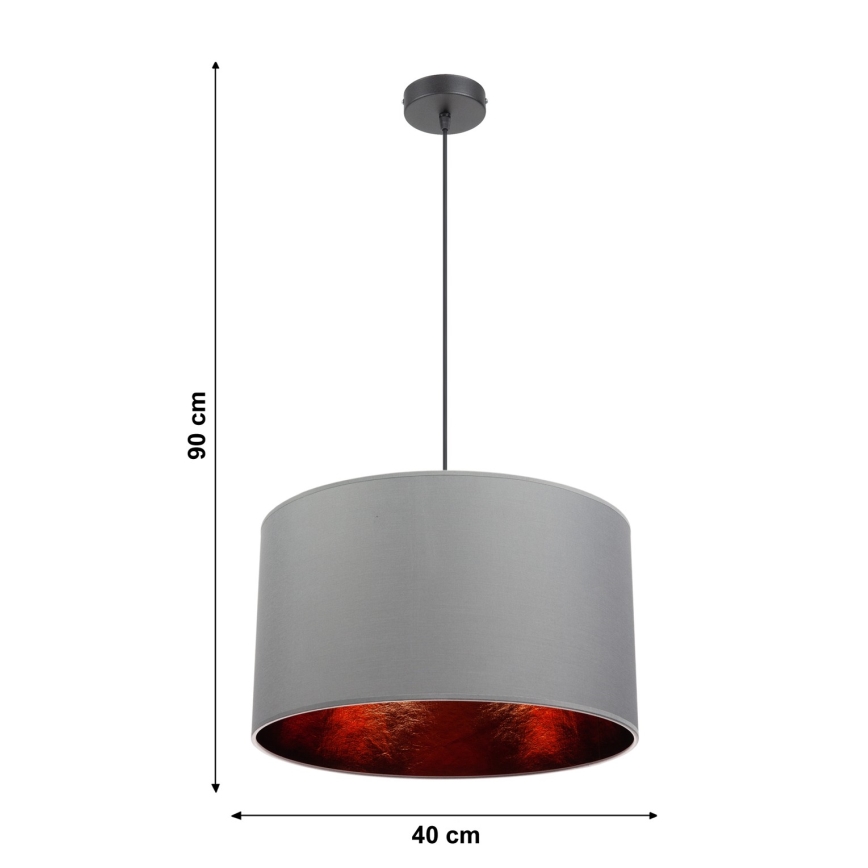 Lustr na lanku GLEAM 1xE27/60W/230V  šedá/měděná