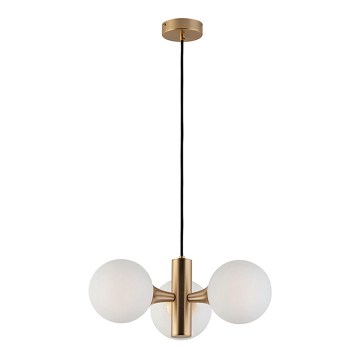 Lustr na lanku GLOBE 3xE14/7W/230V zlatá