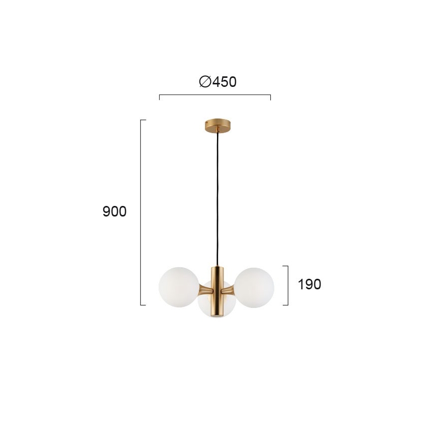 Lustr na lanku GLOBE 3xE14/7W/230V zlatá