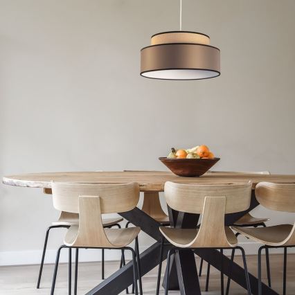Lustr na lanku GRACE 1xE27/60W/230V béžová/hnědá