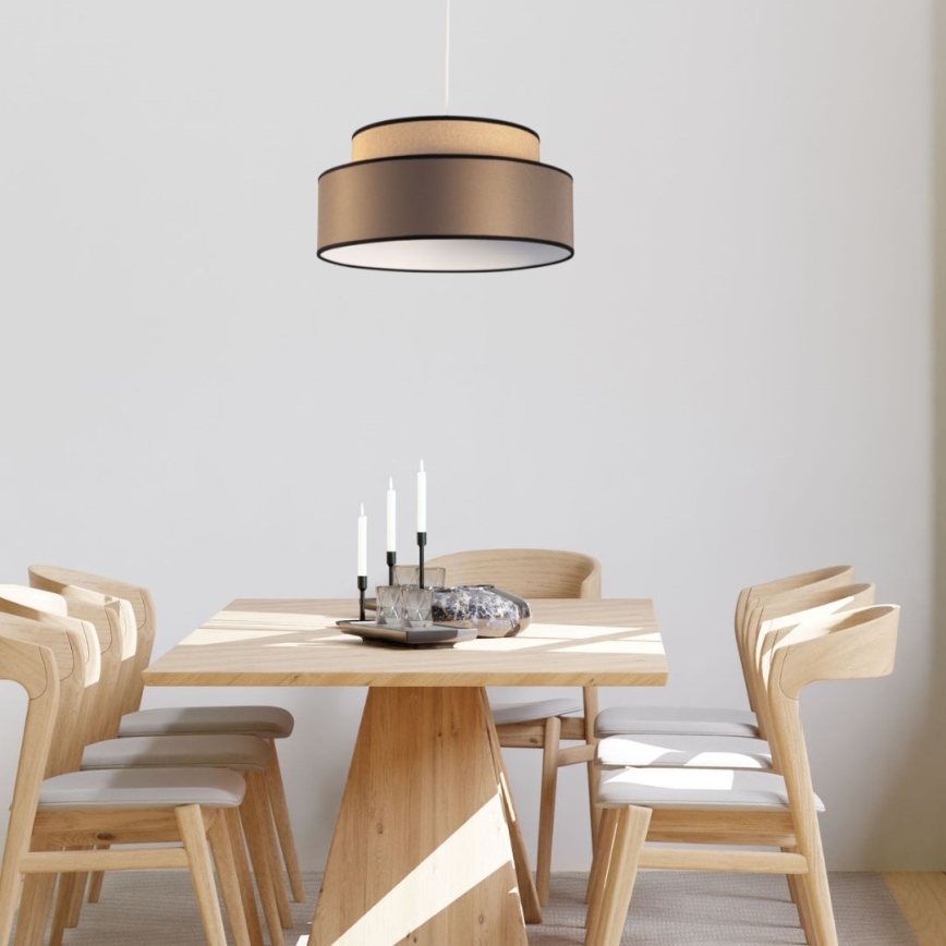 Lustr na lanku GRACE 1xE27/60W/230V béžová/hnědá
